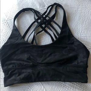 Grey and black army lululemon sports bra